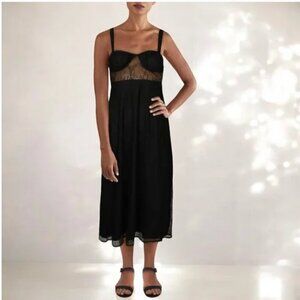 NWT Danielle Bernstein Womens Lace Sheer Midi Dress